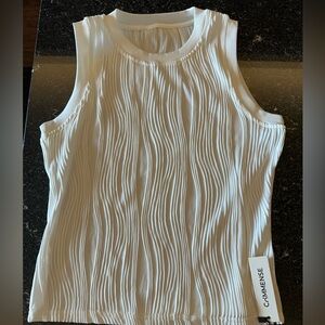 White Textured Tank Top